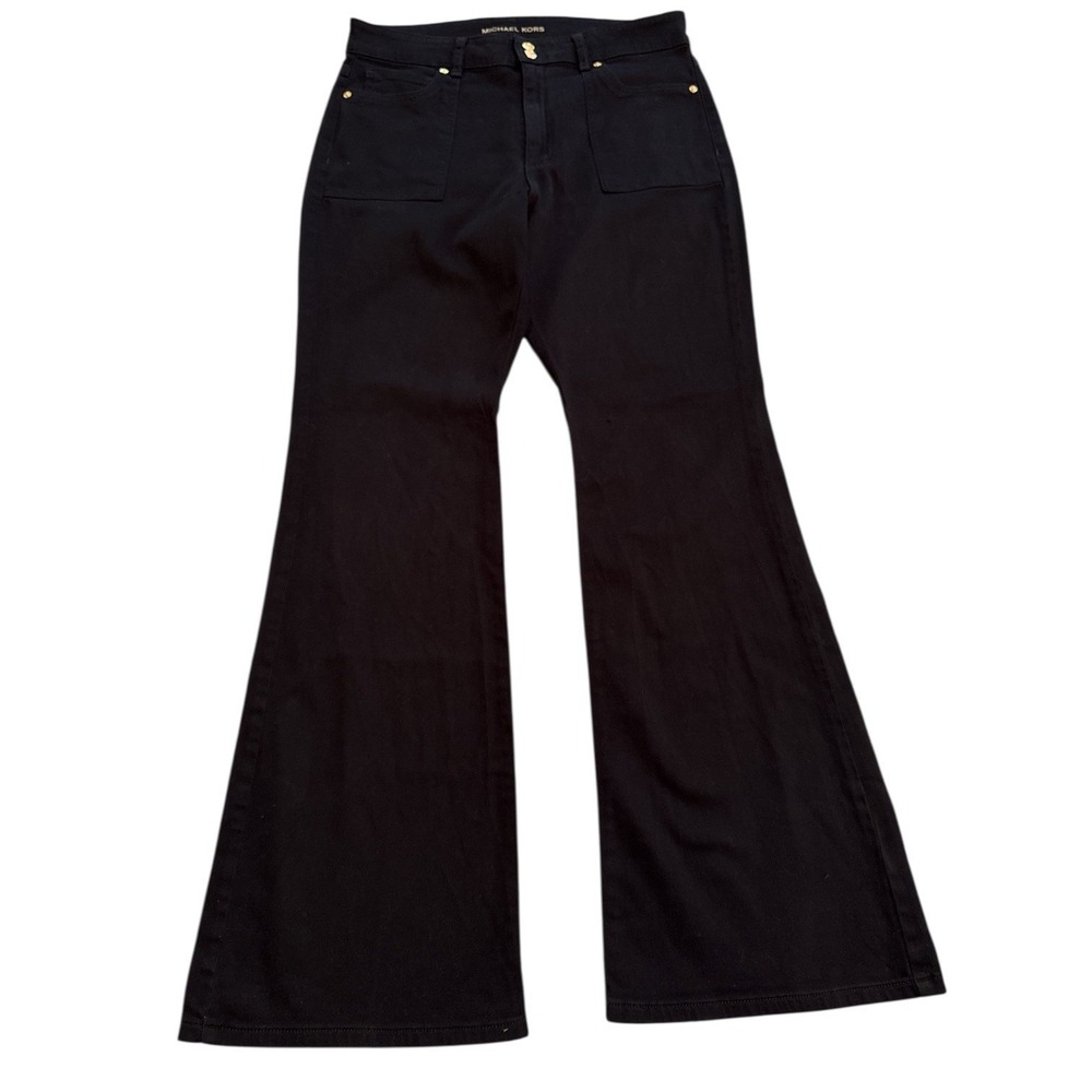 Michael Kors Black Flare‎ High Waist Jeans Size 12 Retro 70's Style
